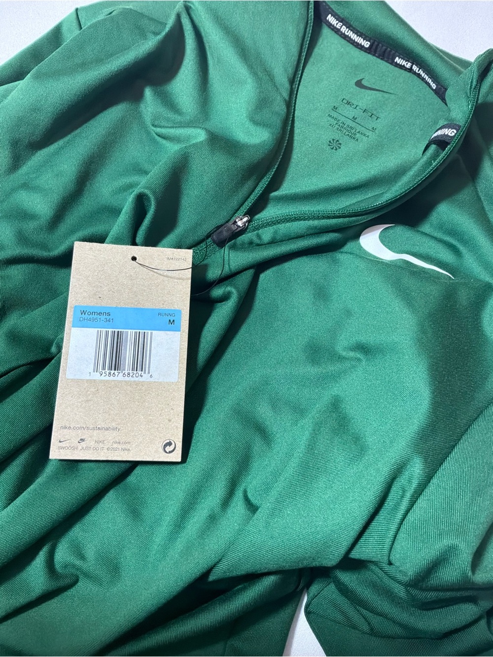 Nike Women’s Running Green 1/4 Zip Long Sleeve Athletic Pullover sz M - Picture 6 of 7